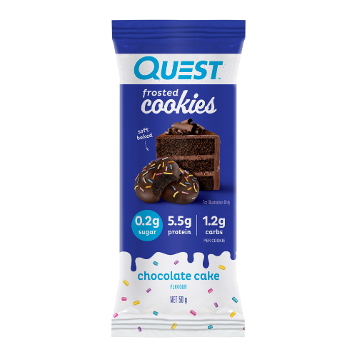 BULK QUEST Frosted Cookies - Chocolate Cake Flavour (2 x 25g) - 50g x 8 - Best Before 21/01/25