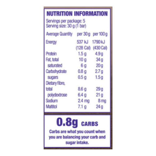 Atkins Low Carb Endulge Dark Chocolate - Box of 5 Bars of 30 grams