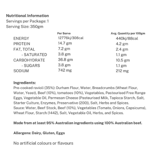 Beef Ravioli in Bolognaise Sauce - 350g