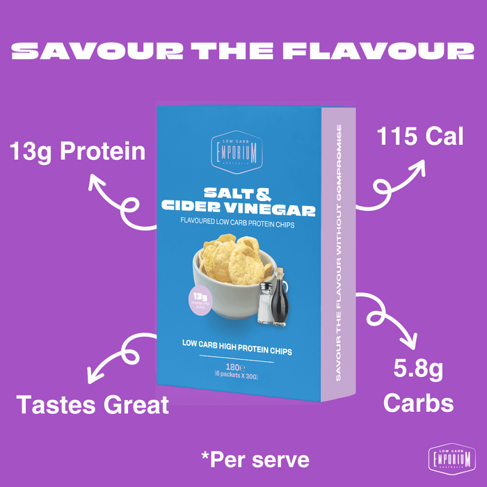 Low Carb Emporium Low Carb Protein Chips - Salt & Cider Vinegar Flavour (6 x 30g)