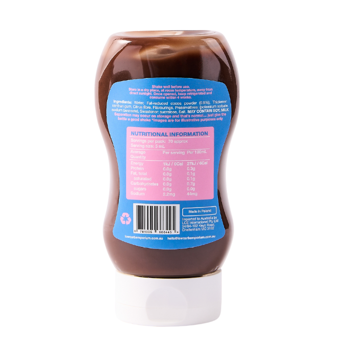 Bulk Low Carb Emporium No Added Sugar Chocolate Sauce - 350mL x 6 - Best Before 6th March 2025