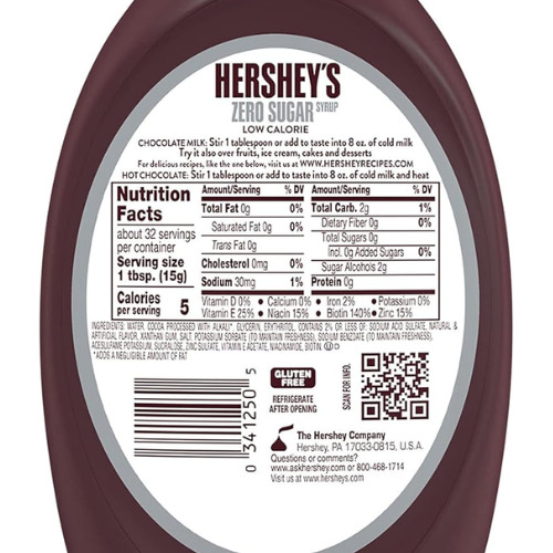 Hershey's Zero Sugar Chocolate Syrup - 496g