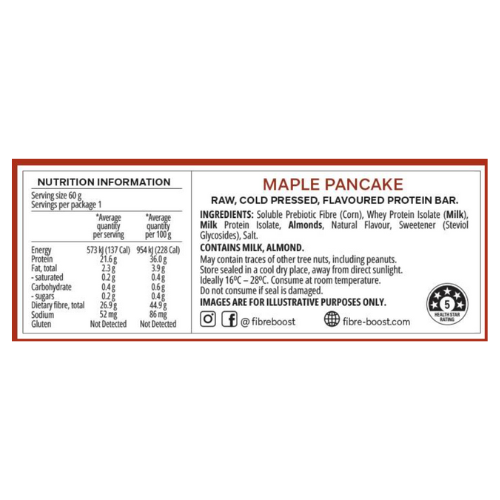 FIBRE BOOST Cold Pressed Protein Bar - Maple Pancake 60g