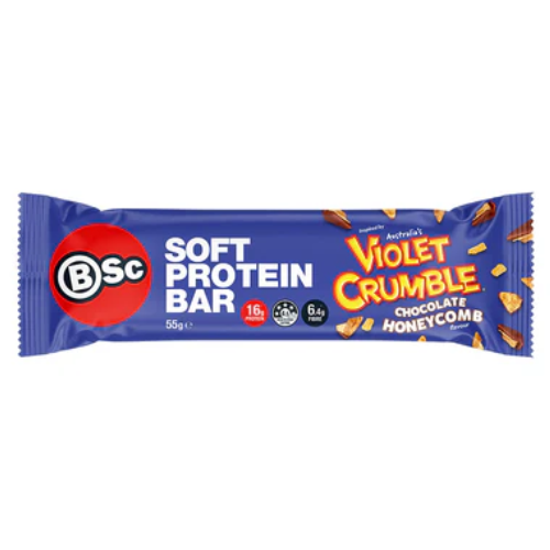 BSC Violet Crumble Protein Bar - Chocolate Honeycomb - 55g – Low Carb ...