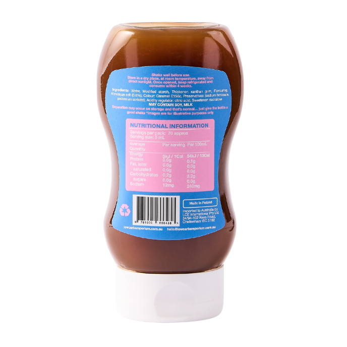 Bulk Low Carb Emporium Zero Sugar Salted Caramel Sauce - 350mL x 6 - Best Before 6th March 2025