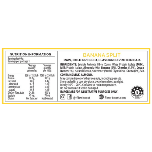 Fibre Boost Cold Pressed Protein Bar - Banana Split 60g