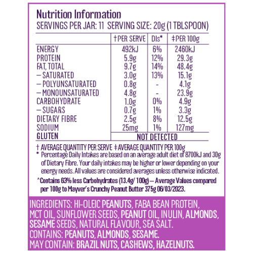 Mayver's Low Carb Protein Keto Peanut Spread - 220g