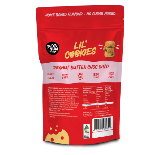 Get Ya Yum On Lil' Cookies Peanut Butter Choc Chip - 60g