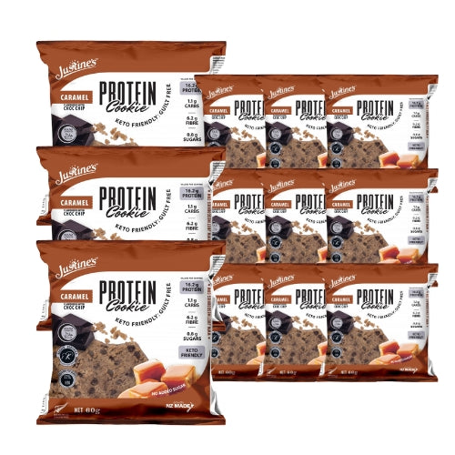 BULK Justine's Caramel Choc Chip Protein Cookie - 60g x 12