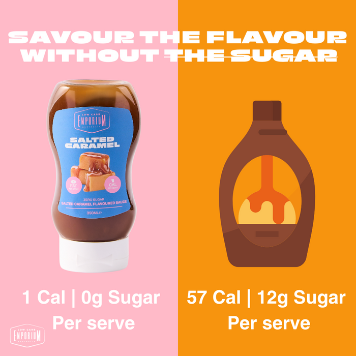 Bulk Low Carb Emporium Zero Sugar Salted Caramel Sauce - 350mL x 6 - Best Before 6th March 2025