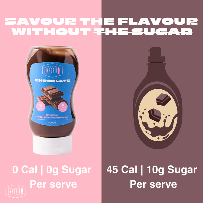 Bulk Low Carb Emporium No Added Sugar Chocolate Sauce - 350mL x 6 - Best Before 6th March 2025