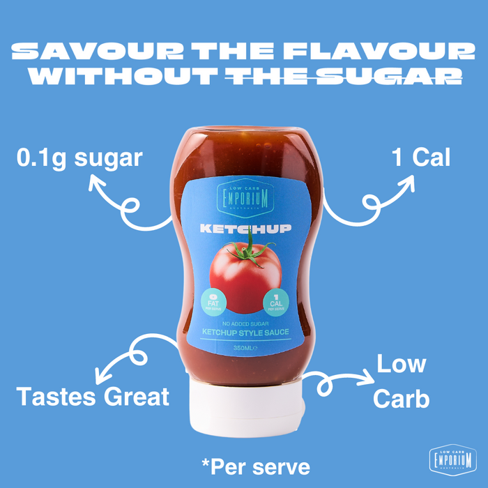 Bulk Low Carb Emporium No Added Sugar Ketchup Style Sauce - 350mL x 6 - Best Before 5th March 2025