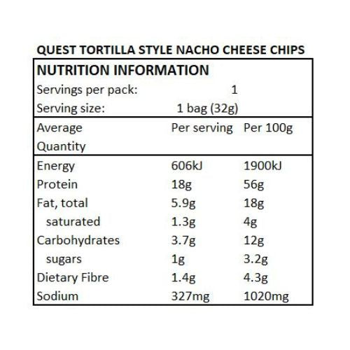 QUEST Nacho Cheese Tortilla Style Protein Chip - 32gm - Limit 2 per order