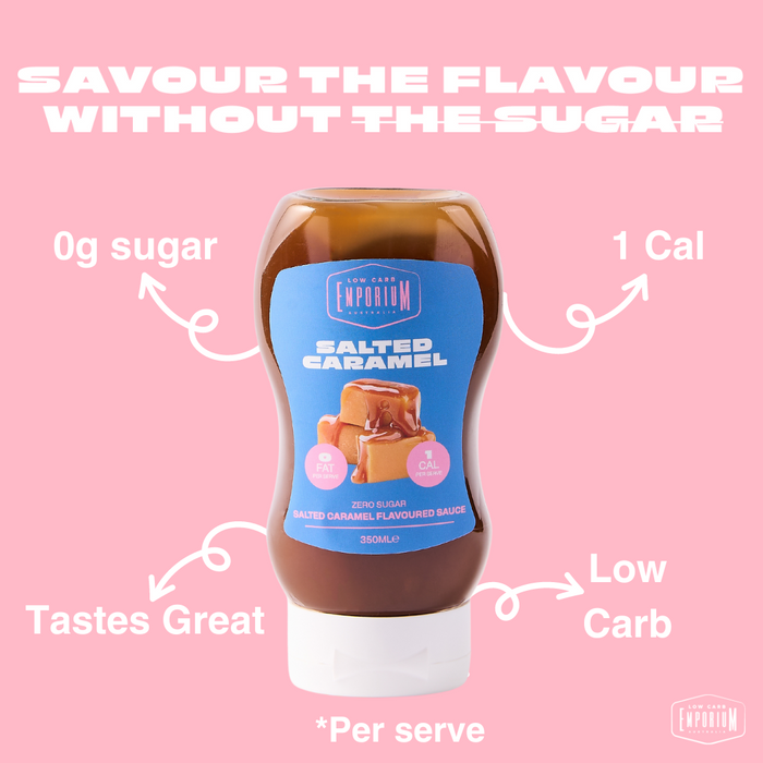 Bulk Low Carb Emporium Zero Sugar Salted Caramel Sauce - 350mL x 6 - Best Before 6th March 2025