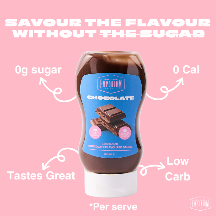 Bulk Low Carb Emporium No Added Sugar Chocolate Sauce - 350mL x 6 - Best Before 6th March 2025