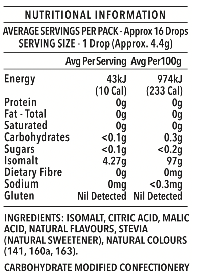 Double ‘D’ Sugar Free Fruit Drops 70gm