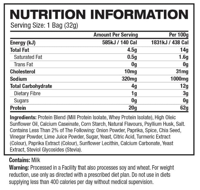 BULK QUEST Chilli Lime Tortilla Style Protein Chip - 32gm x 8